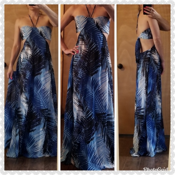 *LAST 1* SZ L blue Sexy maxi dress - Picture 2 of 4